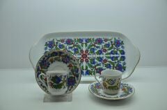 Kütahya Porselen  Tepsili 2 Kişilik Kahve Fincanı Dekor No:07458