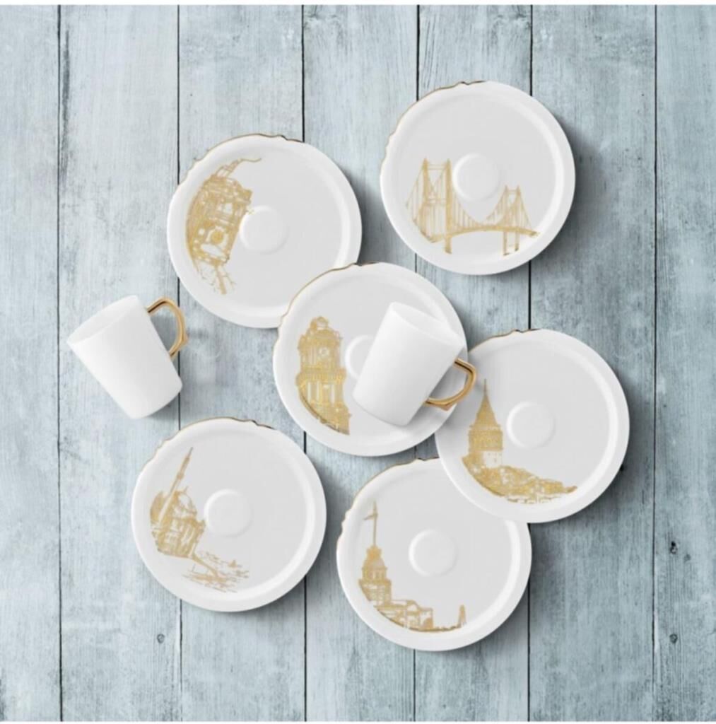 Koleksiyon Eseri İstanbul Türk Kahve Seti Nostalji  6 lı