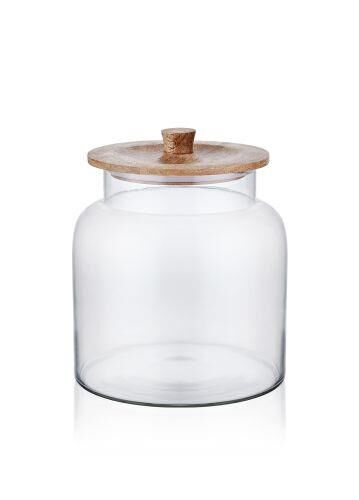 THE MİA MADERA KAPAKLI SAKLAMA KAVANOZU 23x20x20 CM