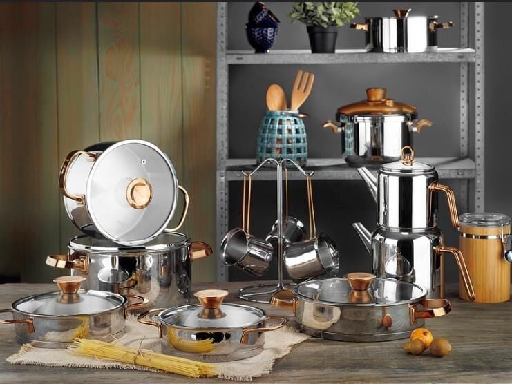 Aryıldız Lilyum Cam İdeal 22 Parça Bronz  Prestige Tencere Seti