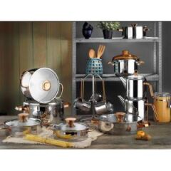 Aryıldız Lilyum Cam İdeal 22 Parça Bronz  Prestige Tencere Seti