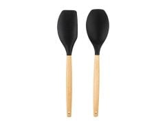 TANTİTONİ BAMBU SAPLI SİYAH SİLİKON BÜYÜK KAŞIK VE SPATULA SETİ