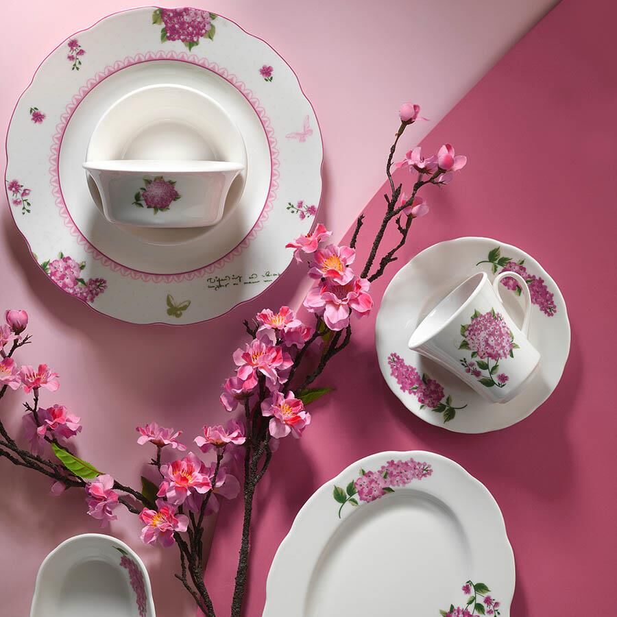 Kütahya Porselen Bone Olympos 28 Parça 9829 Desen Kahvaltı Takımı