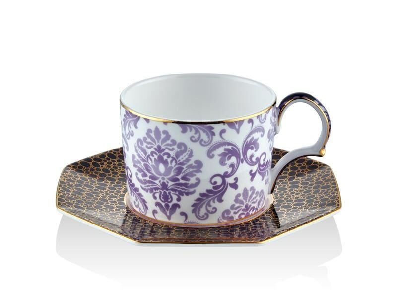 LAMEDORE TEA DELİGHT  ÇAY FİNCANI İRİS PURPLE BLOOMİNG BAROQUE 1 ADET