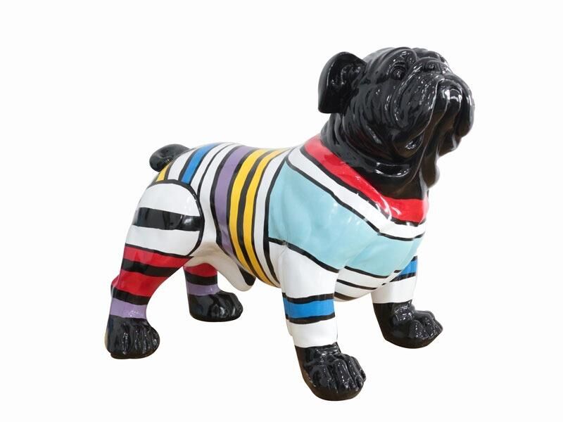 LAMEDORE BULLDOG COLORFUL STRIPED SCULPTURE 55X36X48 CM