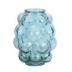 Evdema MAVİ KABARCIK CAM VAZO 2 20*20*26 CM