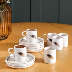 KÜTAHYA PORSELEN BONE DESIRE 6 KİŞİLİK 12 PARÇA KAHVE FİNCAN TAKIMI