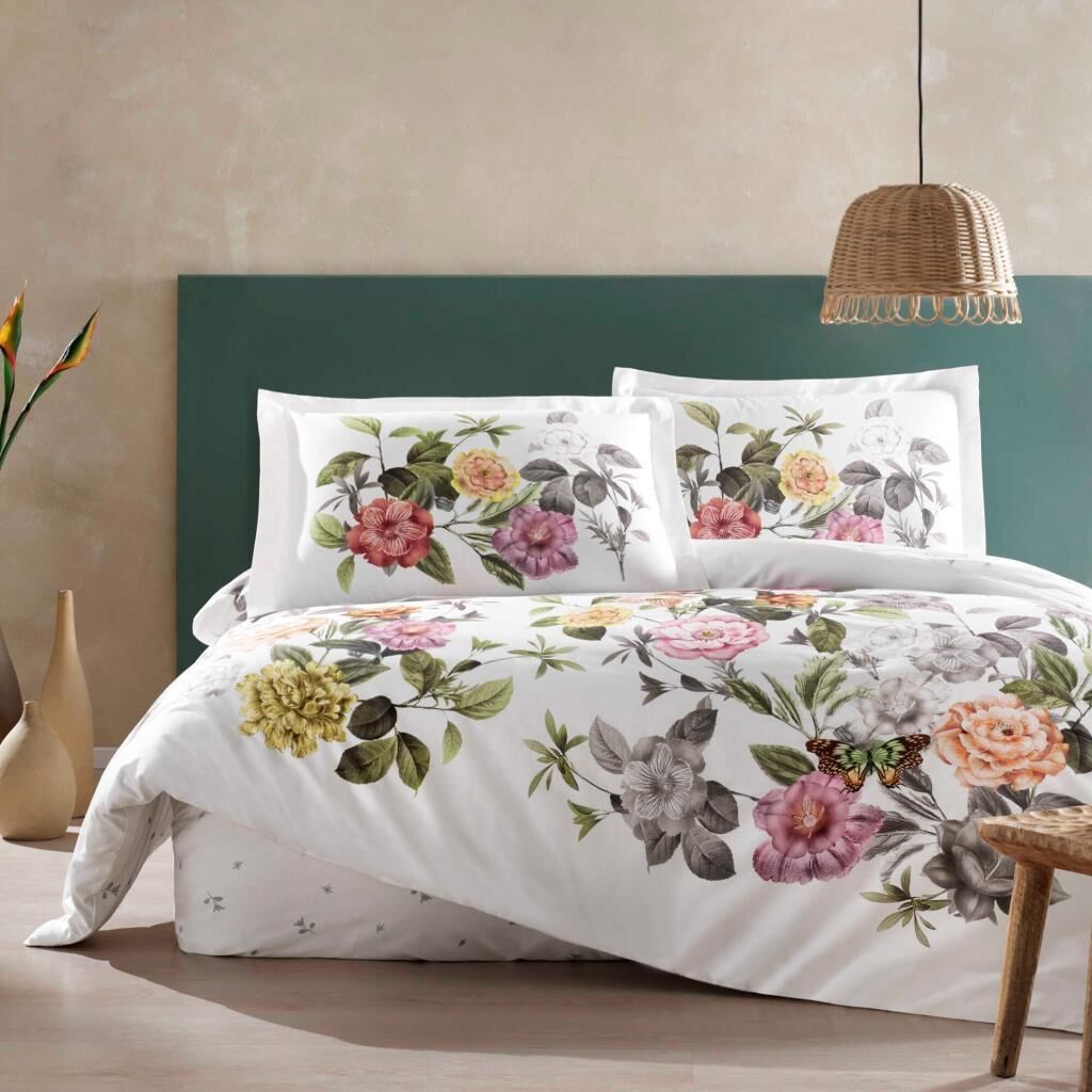 Taç Olsen Saten Çift Kişilik Nevresim Takımı Yeşil