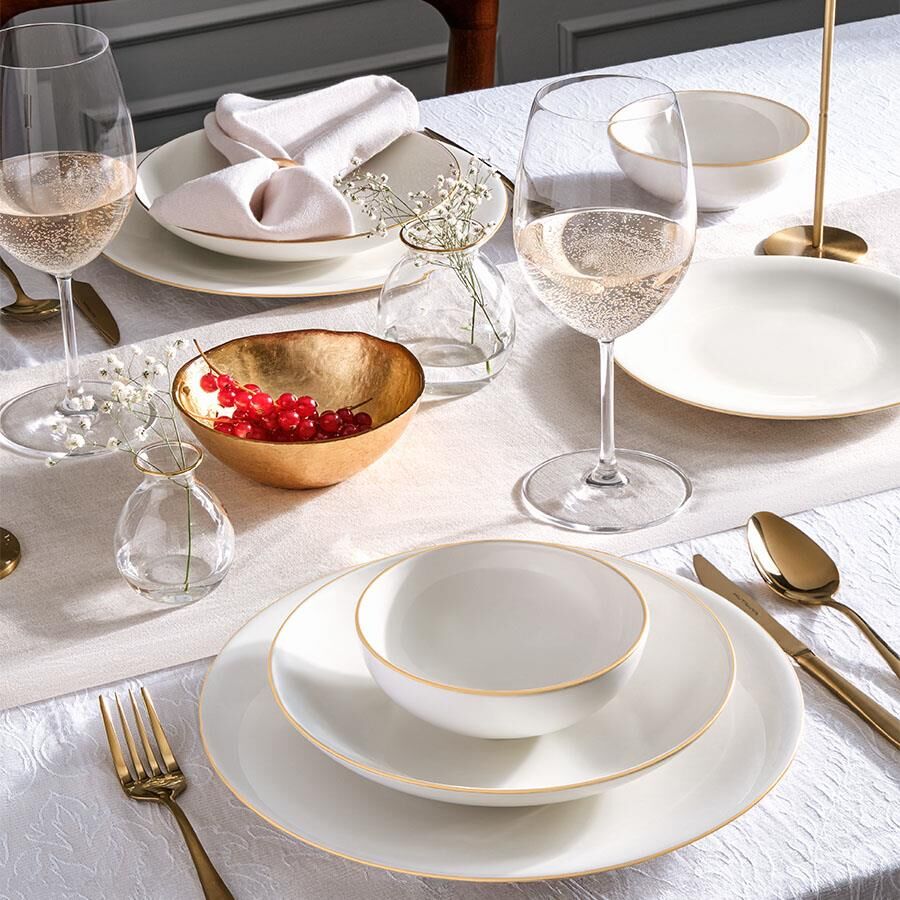 KÜTAHYA PORSELEN BONE ZEUGMA 24 PARÇA YEMEK TAKIMI MAT ALTIN