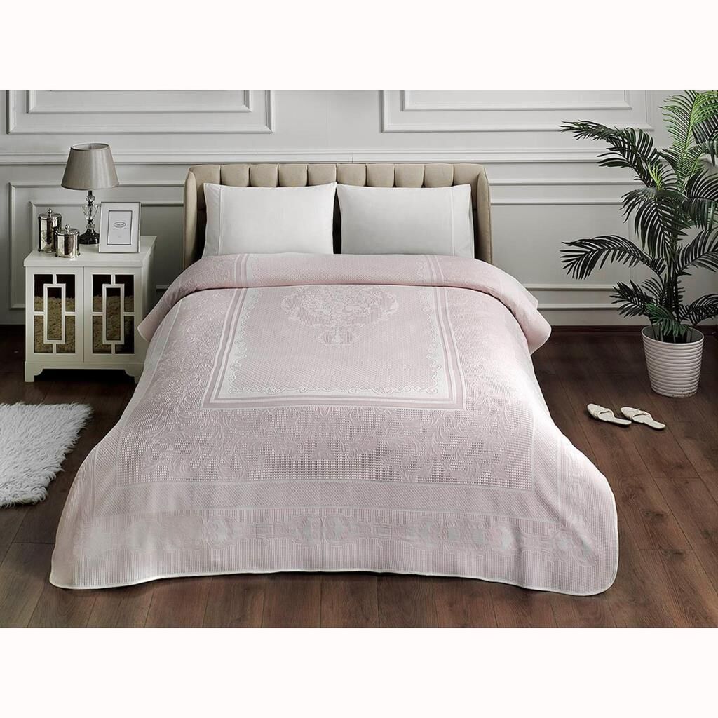 Taç Petrina Çift Kişilik Pike Takımı Pembe