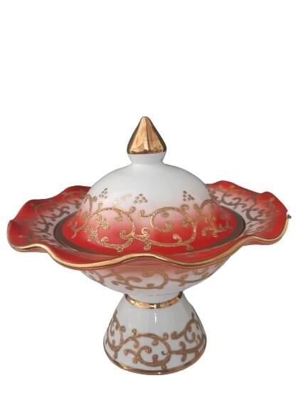 Kütahya Porselen Hanedan Şekerlik 22 cm Dekor No:3678 Kırmızı