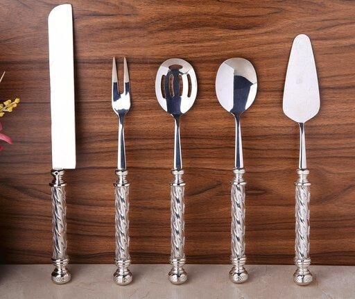 Roy Kıng EYM 006 Cam 5 Parça Servis Seti Gümüş