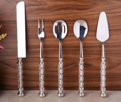 Roy Kıng EYM 006 Cam 5 Parça Servis Seti Gümüş