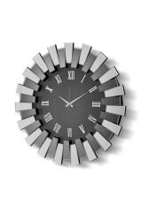 SETABİANCA  PİYANO MODEL AYNALI DUVAR SAATİ FÜME SİYAH 80 CM