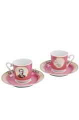Kütahya Porselen 2 li Atatürk Kahve Fincan Takımı Pembe