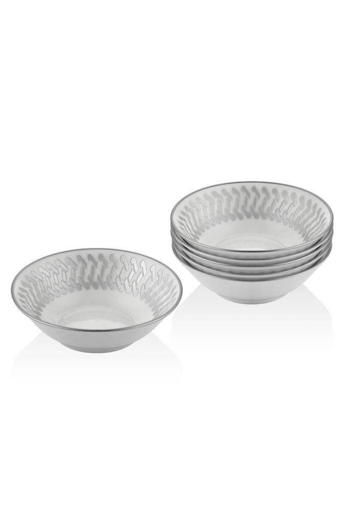 SETABİANCA  BONE CHINA KASE 6 LI SET HELEZON GÜMÜŞ
