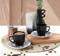 KERAMİKA 4 PARÇA KAHVE FİNCAN TAKIMI MAGIC SILINDIR KULPLU 004-650 20744 A