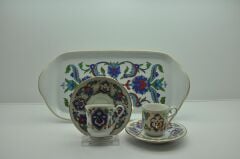 Kütahya Porselen  Tepsili 2 Kişilik Kahve Fincanı Dekor No:07557