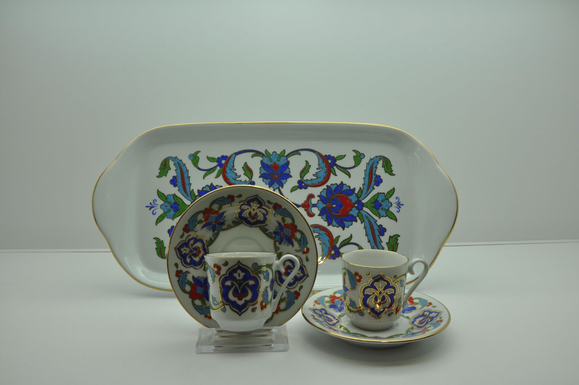 Kütahya Porselen  Tepsili 2 Kişilik Kahve Fincanı Dekor No:07557