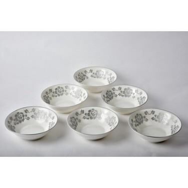 SETABİANCA  BONE CHINA KASE 6 LI SET GÜL GÜMÜŞ