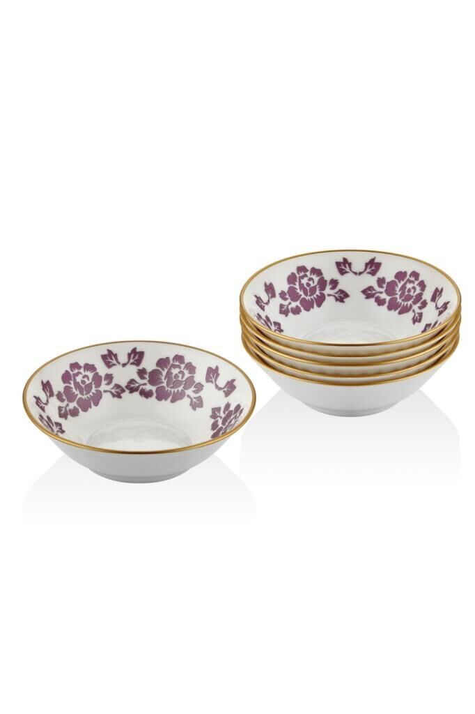 SETABİANCA BONE CHINA KASE 6 LI SET GÜL MOR 13*4 CM
