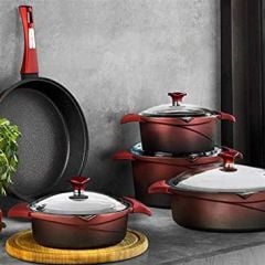 Aryıldız Flipper 9 Parça Döküm Tencere Seti Kırmızı-Siyah 005AR19290