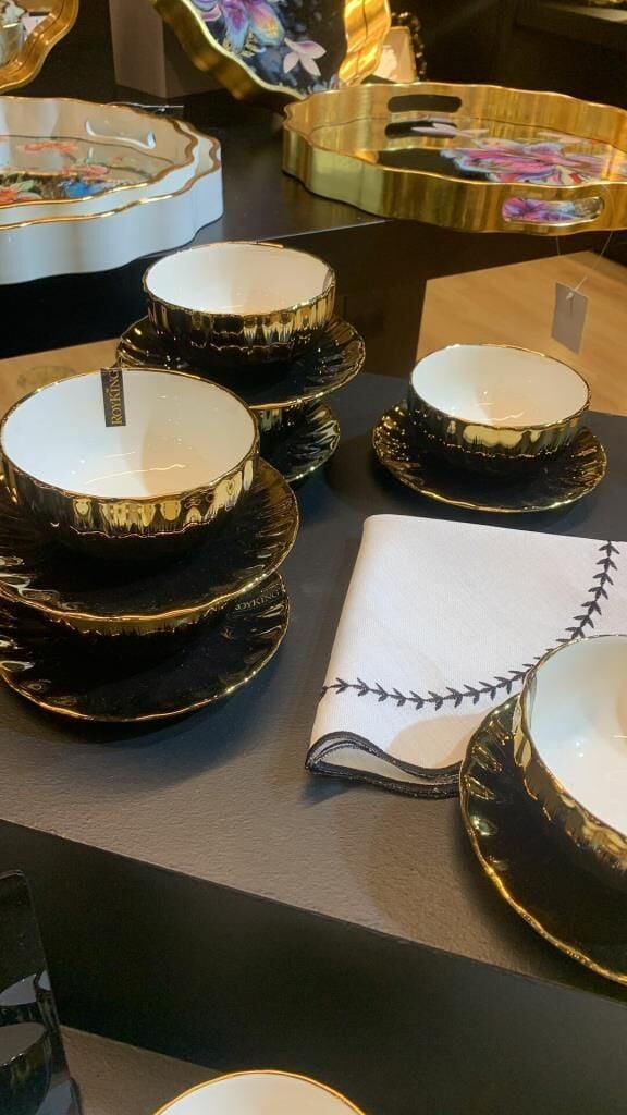 Roy Kıng Avangarde tabaklı kase black gold