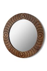 SETABİANCA  AHŞAP ÇERÇEVELİ YUVARLAK HİPNOZ DUVAR AYNASI 80*80 CM