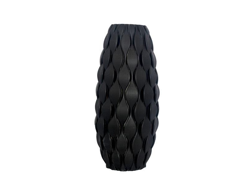ELIPTICAL BUYUK SIYAH 3D VAZO 20X20X42 CM