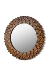 SETABİANCA  AHŞAP ÇERÇEVELİ YUVARLAK PETEK DUVAR AYNASI 80*80 CM