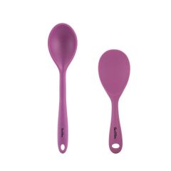 TANTİTONİ VİŞNE RENKLİ 2Lİ SİLİKON BÜYÜK KAŞIK VE PİLAV KAŞIĞI SETİ