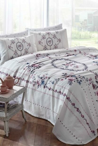 Taç Martha Tek Kişilik Pembe Pike Takımı