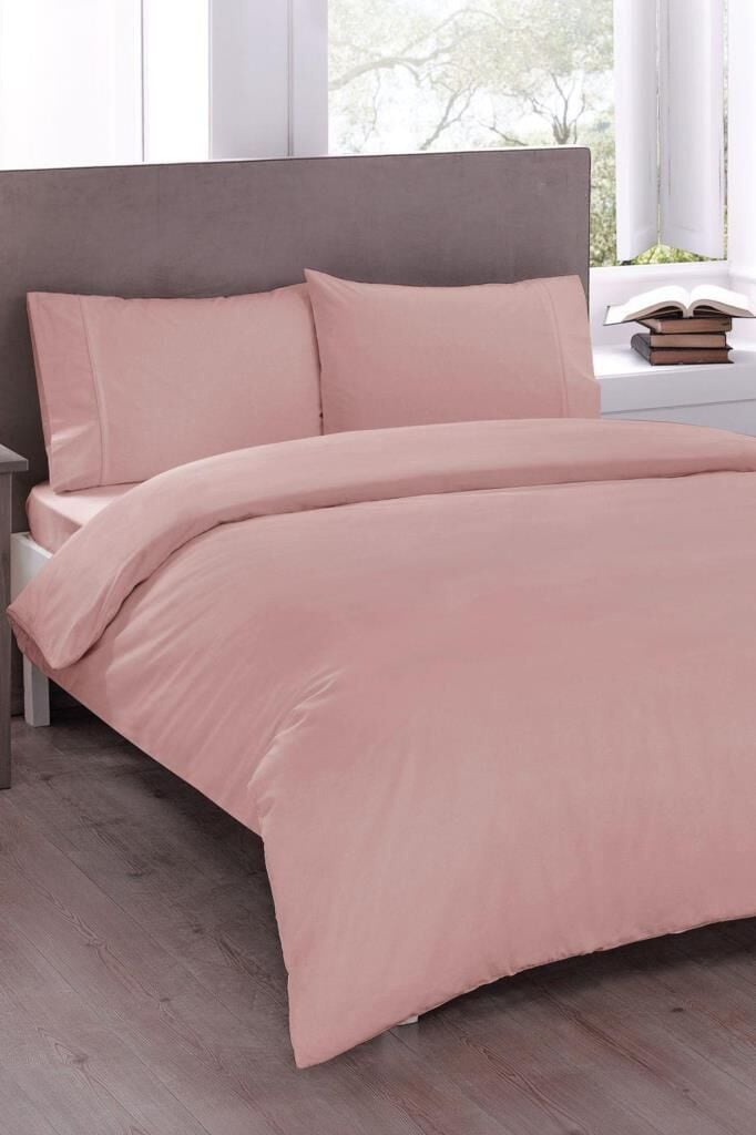 Taç Ranforce Tek Kişilik Nevresim Takımı Basıc Somon