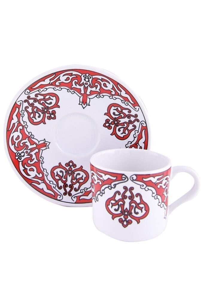 DECORIUM Elvan Kırmızı 4 Parça Kahve Takımı