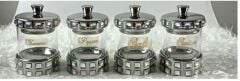 ROY KİNG HELEN 4'LÜ KAPAKLI BAHARATLIK 14*9 CM GÜMÜŞ