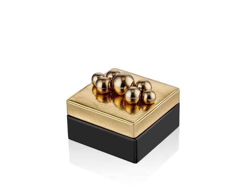 LAMEDORE ROLLING STONE BLACK GOLD SQUARE BOX 15*15*8 CM