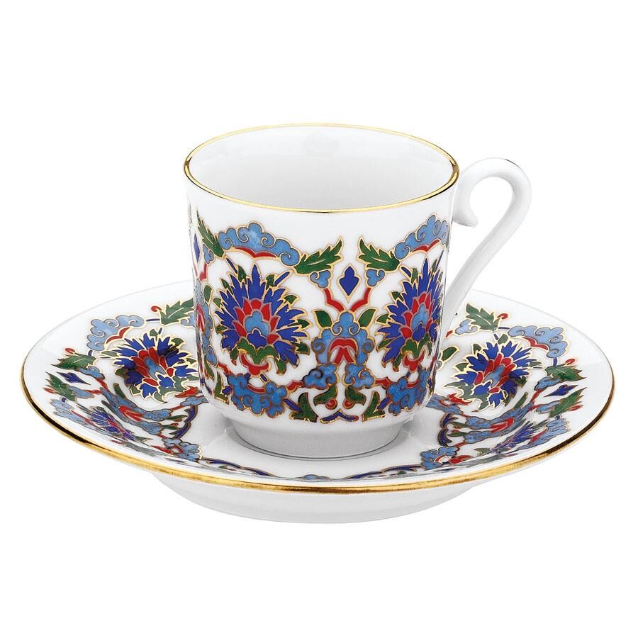 Kütahya Porselen El Dekoru 2 Kişilik Kahve Fincanı Dekor No:073644