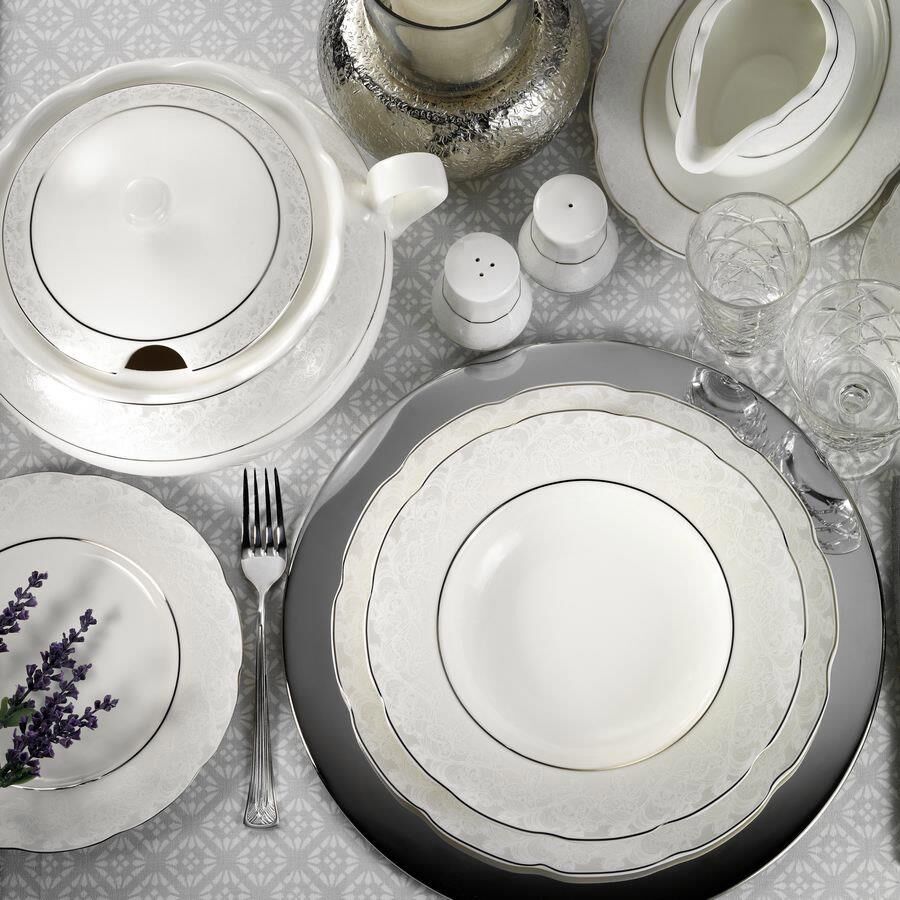 Kütahya Porselen Bone Olympos 62 Parça 92987 Desenli Yemek Takımı
