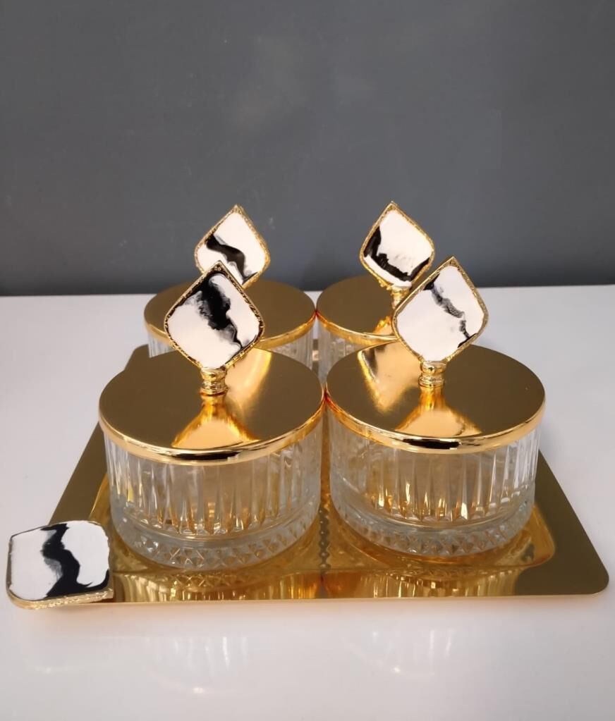 Selim Dekor Aris 4 lü Şekerlik Beyaz