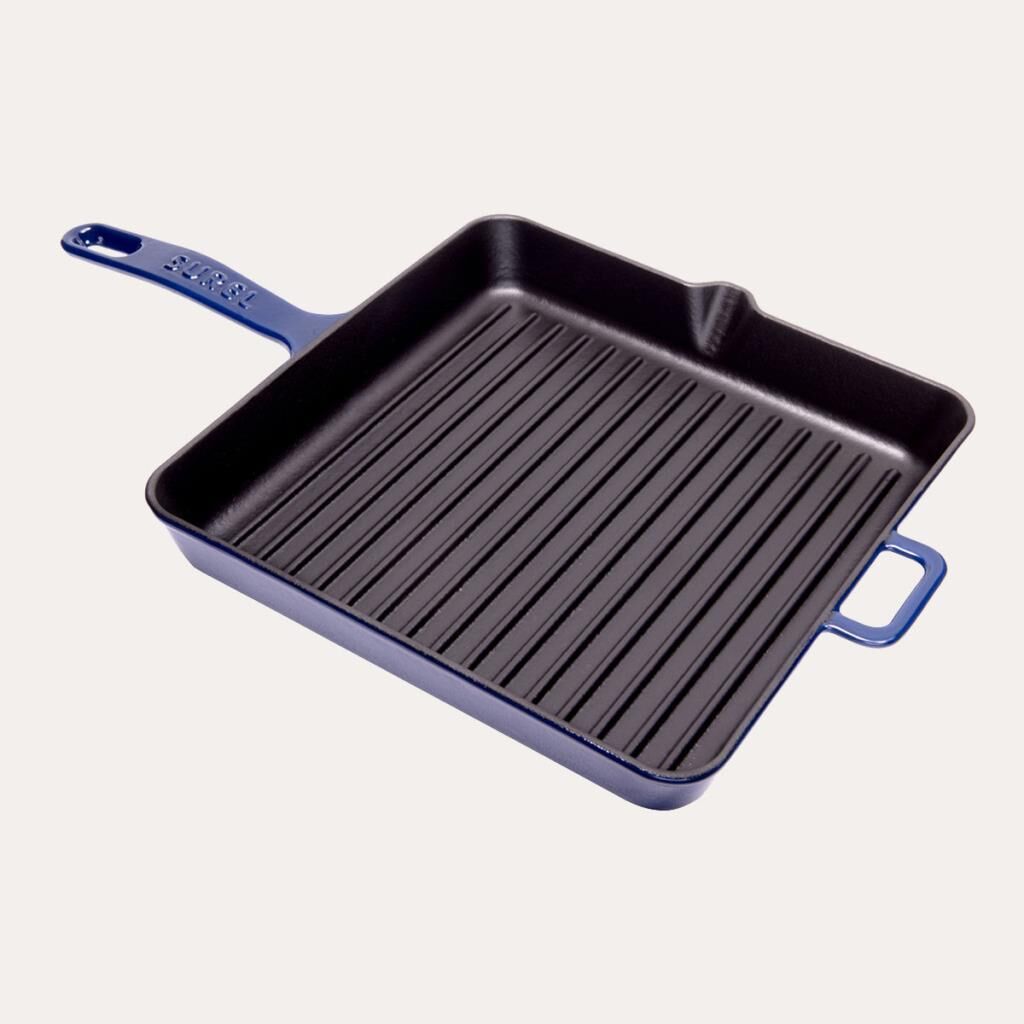 SÜREL DÖKÜM 30 CM KARE IZGARA TAVA PARLAK KOYU MAVİ