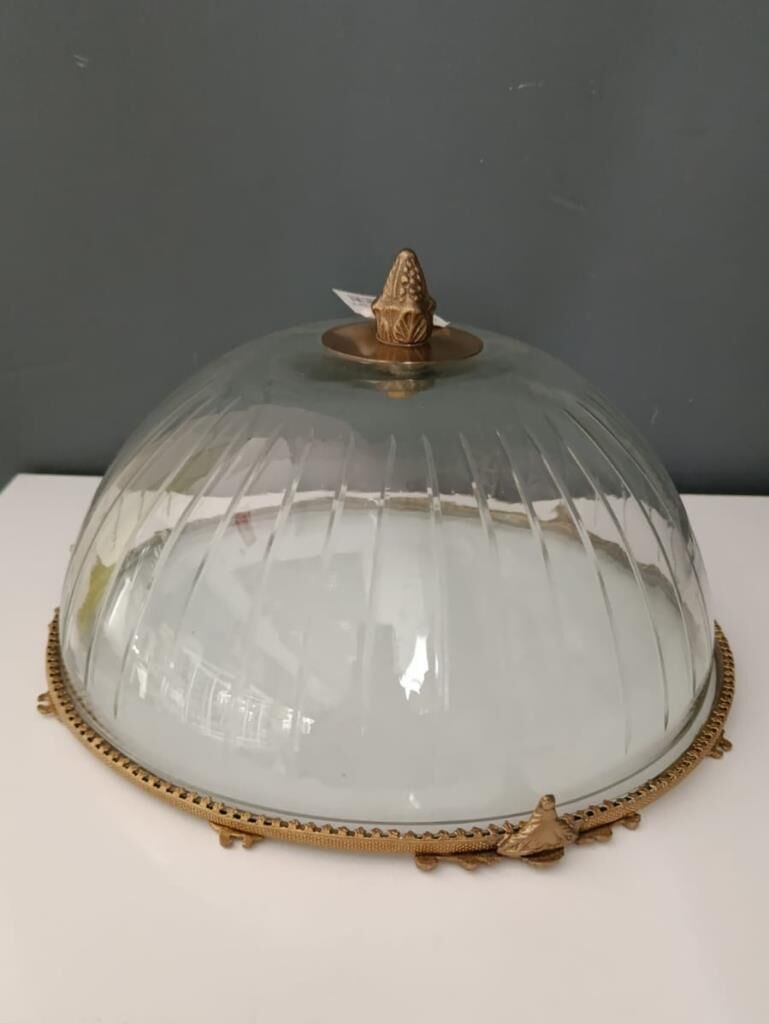 LAMEDOR CAM  DEKORATIF KAPAKLI STAND ANTIK GOLD 30X30X16CM