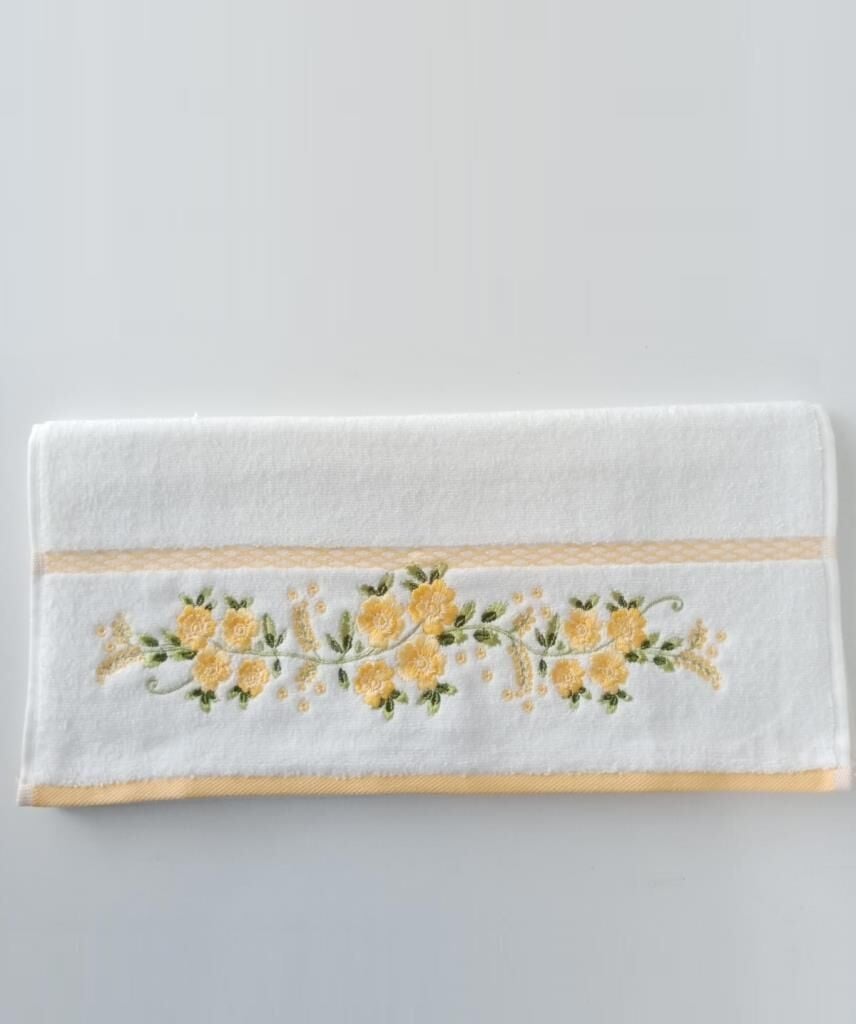 Özdilek Azalea 50*90 cm Nakişlı Havlu Beyaz-Sarı