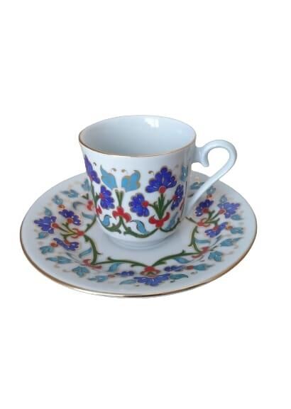 Kütahya Porselen El Dekoru 2 Kişilik Kahve Fincanı Dekor No:073873