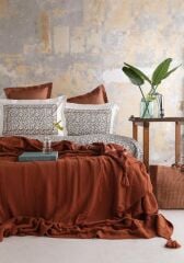 APRİCİTAS TRİKOLU BATTANİYELİ SET STAMPINO TERRACOTTA ÇİFT KİŞİLİK