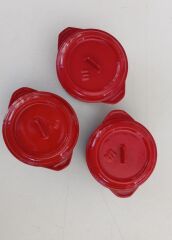SÜREL DÖKÜM 12 CM 3 LÜ YUVARLAK SET GÜVEÇ TENCERE KIRMIZI