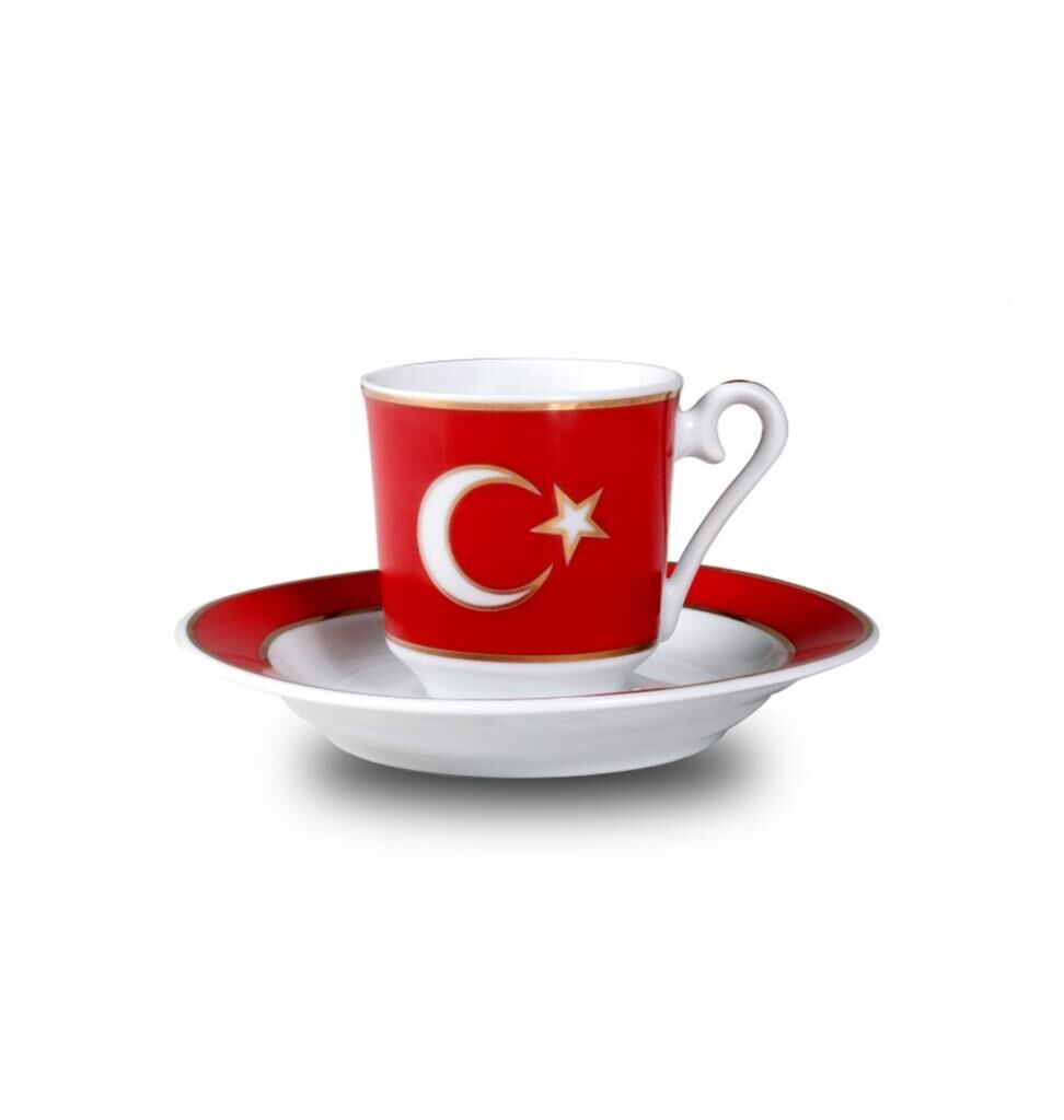 Kütahya Porselen El Yapımı Ay Yıldız Türk Kahve Takımı