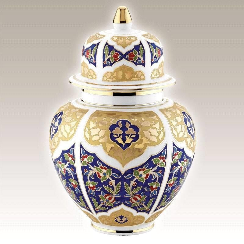 Kütahya Porselen Kapaklı Küp Dekor No:3880