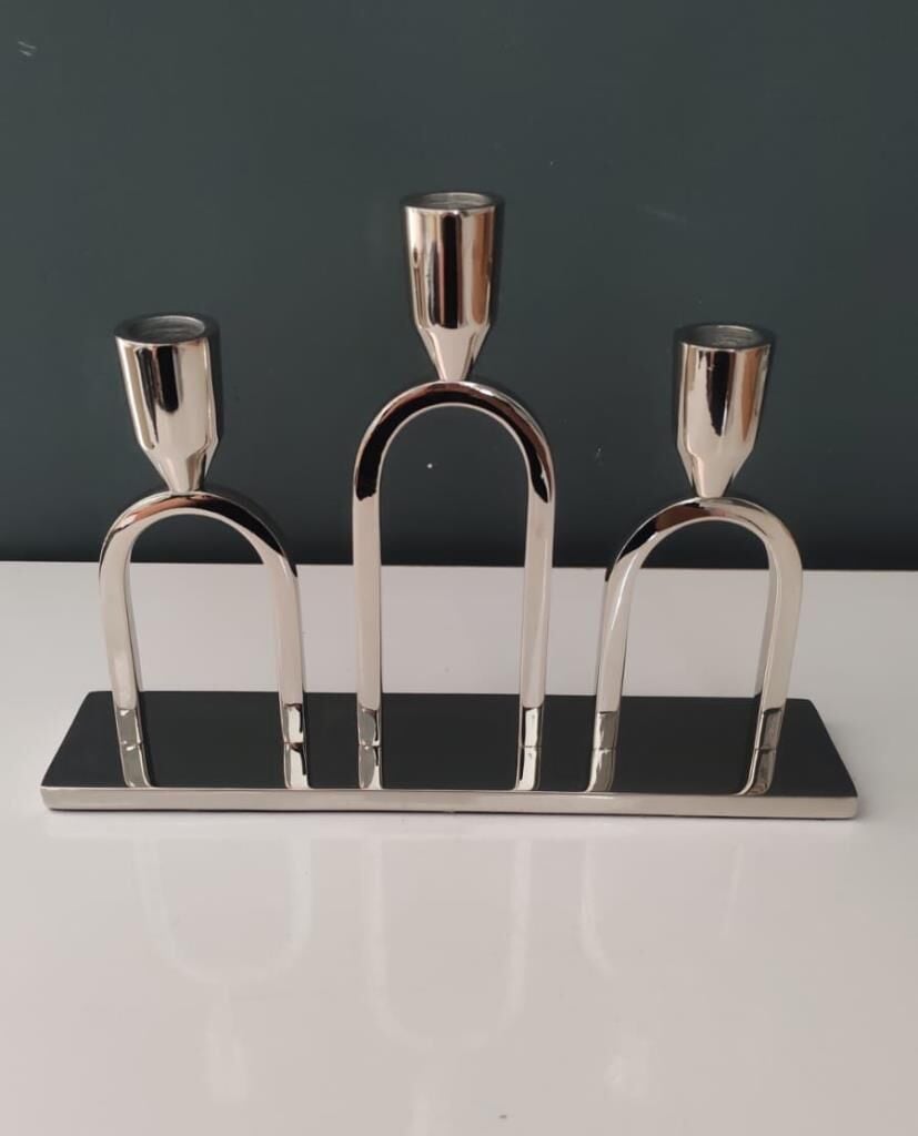 LAMEDORE NİKEL 3 LÜ MUMLUK 28*5*20 CM