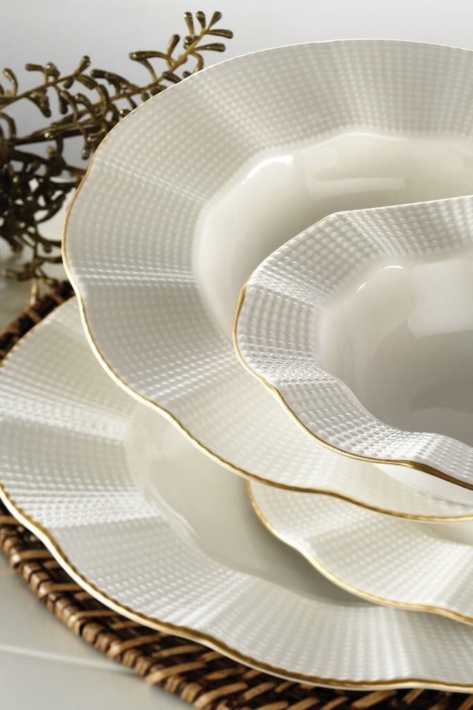 Küthya Porselen Milenda 24 Parça Yemek Takımı Fileli