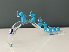 HERA KRİSTAL BÜYÜK KRİSTAL YEDİLİ  FİL AÇIK MAVİ